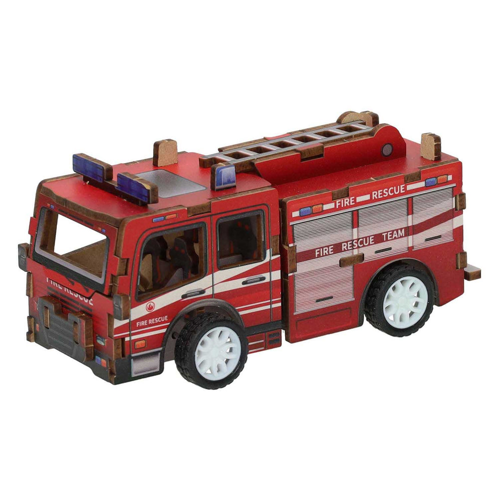 Houten bouwpakket 3d brandweerwagen
