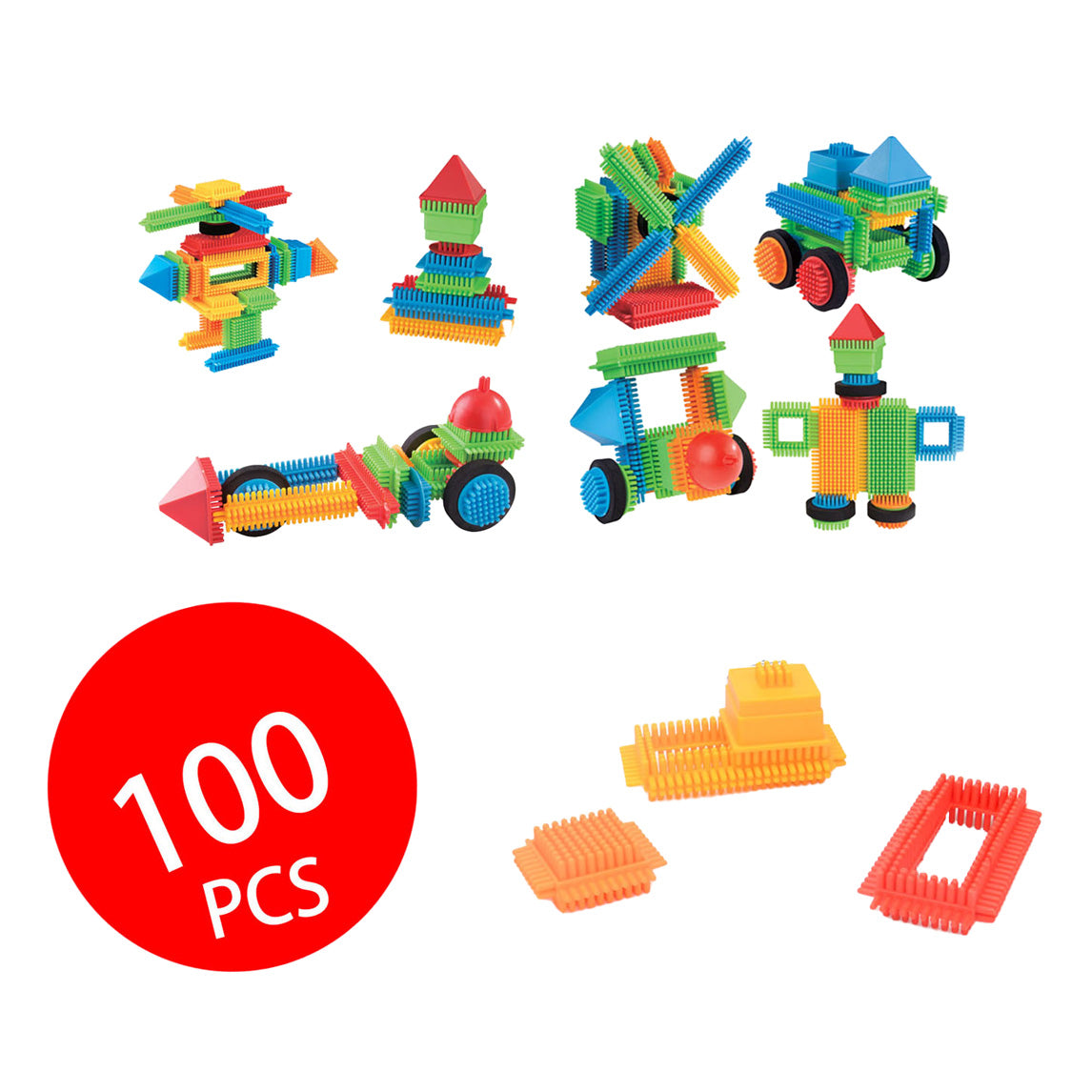 Bloko bristle bouwblokken in opbergbox, 100dlg.