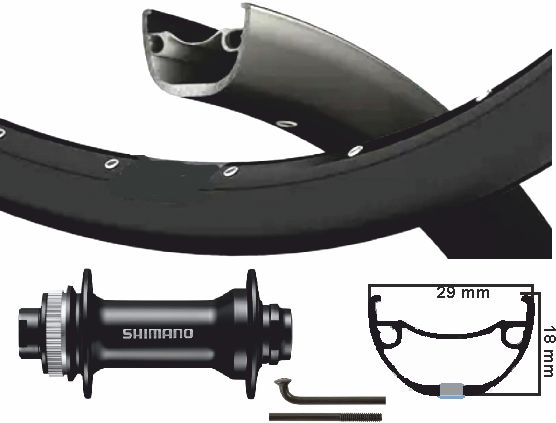 Kgs shimano voorwiel 28 29 inch ( 622 ) zwart steekas centerlock 110 mm