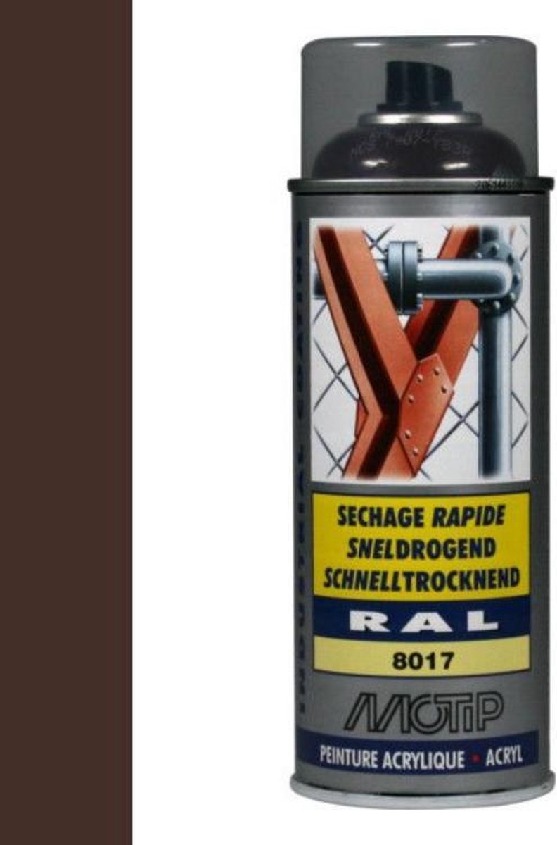 Motip industrial acryllak hoogglans ral 8017 chocolade bruin - 400 ml