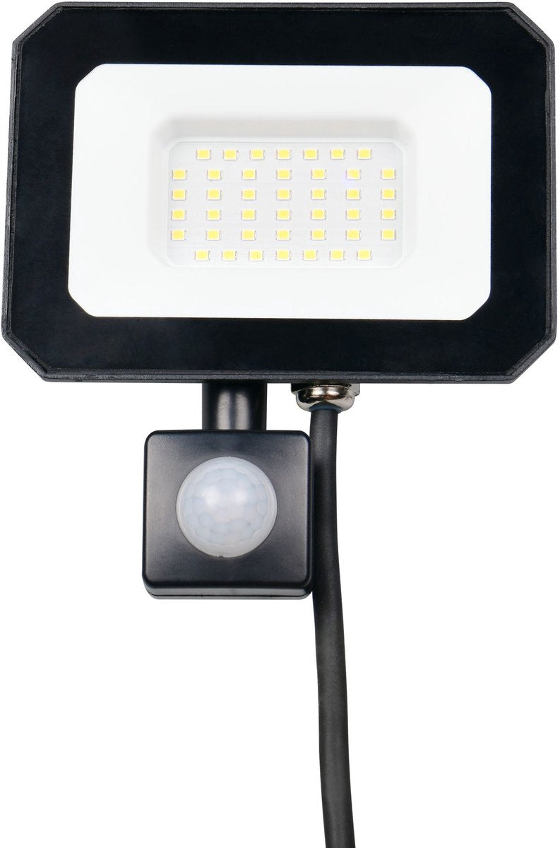 Rl live your light reality funchal - wandlamp - zwart mat - incl. 1x smd 30 w - bewegingssensor - wandmontage - niet geschikt voor externe dimmer - kantelbaar - 4000k - buitenverlichting - ip44