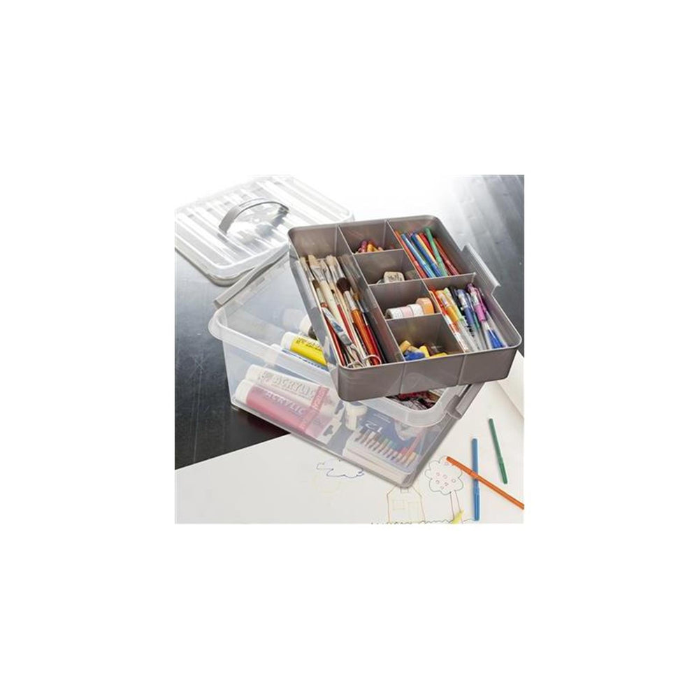 Sunware q-line opbergbox 15l met inzetbak - 40x30x18 cm - transparant