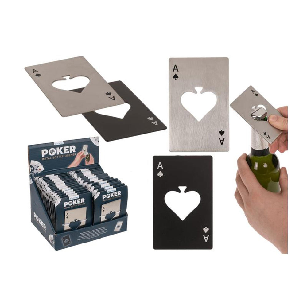 Ootb metalen flesopener pokerkaart 8,6x5,4cm