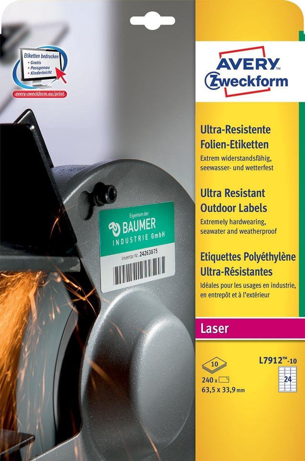 Avery etiketten weerbestendig l7912-10 10 stuks wit