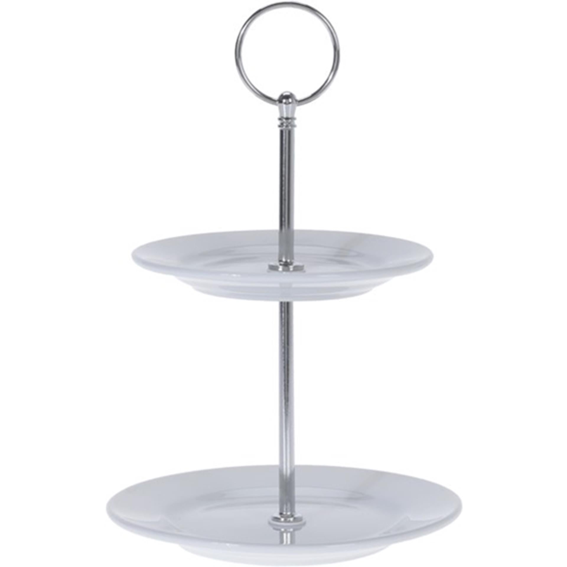 Excellent houseware etagere porselein 2-laags ø13 en ø15cm