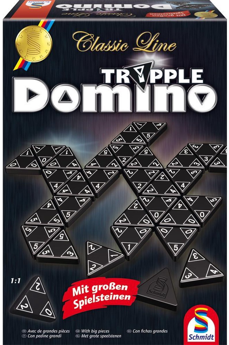 Schmidt ® - tripple domino - classic line - bordspel - strategisch dominospel met driehoekige stenen - vanaf 6 jaar - 1-4 spelers