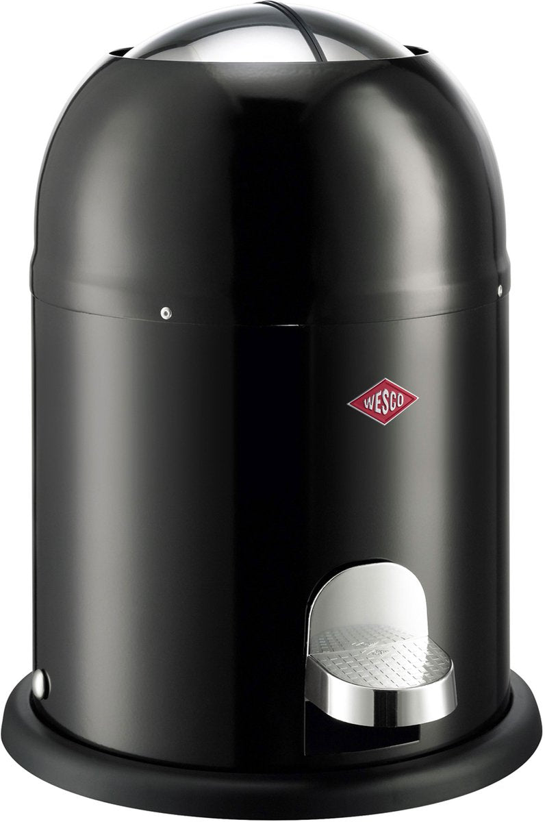 Wesco mini master cosmetica-emmer in de kleur zwart, gepoedercoat staalplaat, inhoud 6 liter, kunststof binnenemmer, voetpedaal