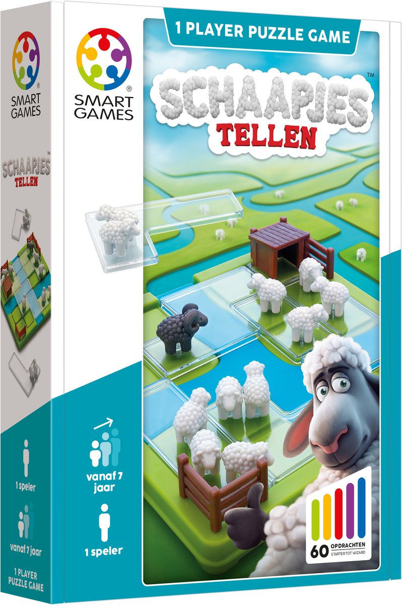 Smartgames schaapjes tellen - logisch denkspel - 60 educatieve kudde-uitdagingen - compact reisspel solospel - vanaf 7 jaar