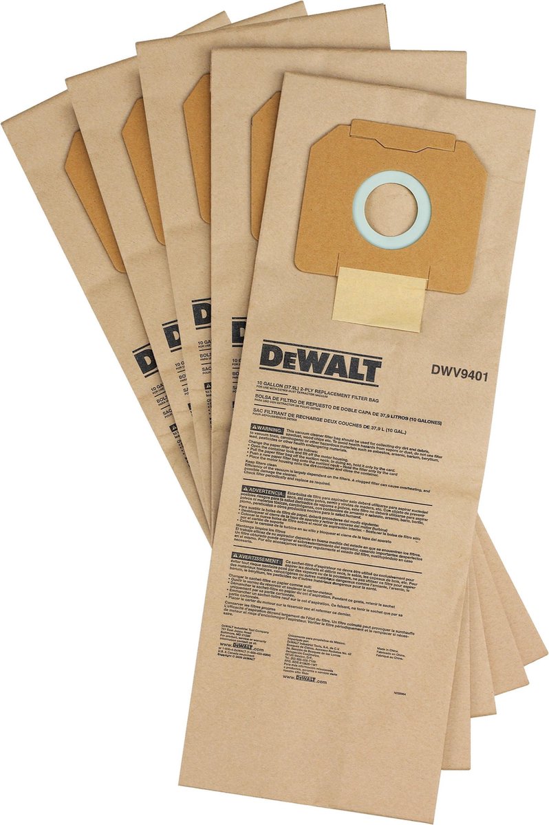 Dewalt accessoires dwv9402 | fleece opvangzak | dwv902m l | 5 stuks - dwv9402-xj