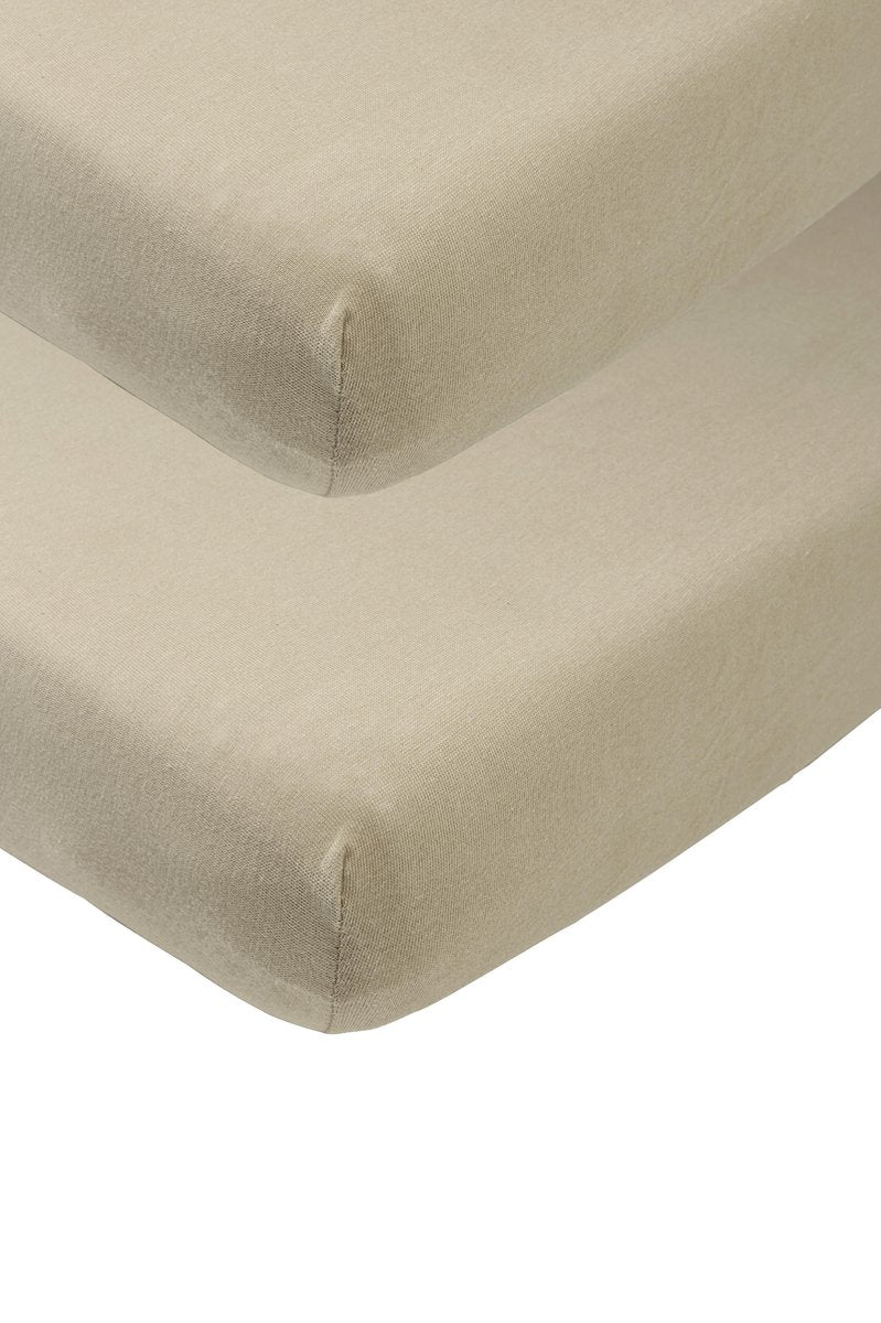Meyco baby uni hoeslaken wieg - 2-pack - taupe - 40x80 90cm