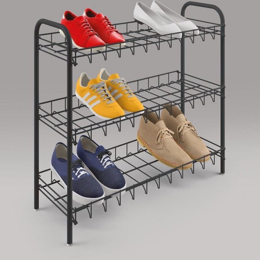 Metaltex schoen schoenenrek 3 etages 64x23x59 cm zwart