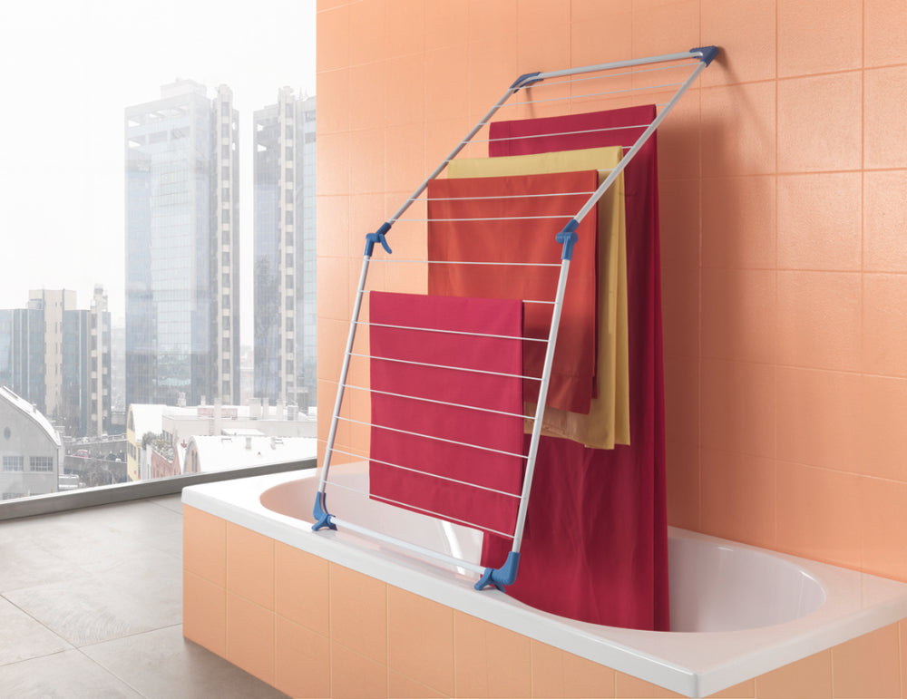 Metaltex cervino badkuipdroogrek 10 m drooglengte wit blauw