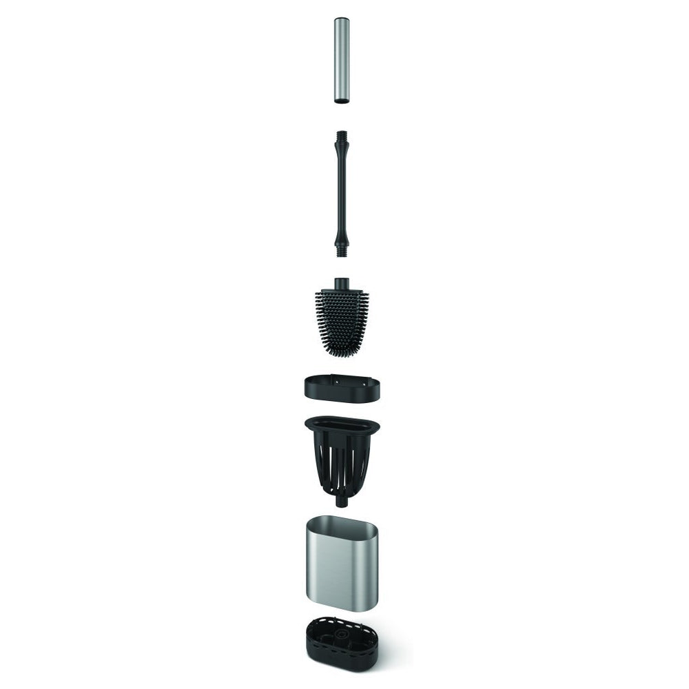 Metaltex cleany toiletborstel + houder 13x8x47 cm zwart RVS