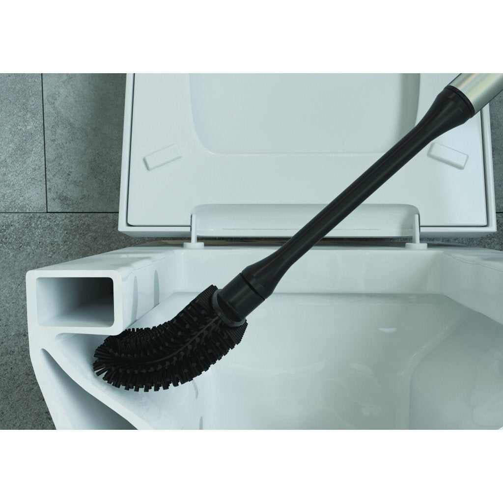 Metaltex cleany toiletborstel + houder 13x8x47 cm zwart RVS