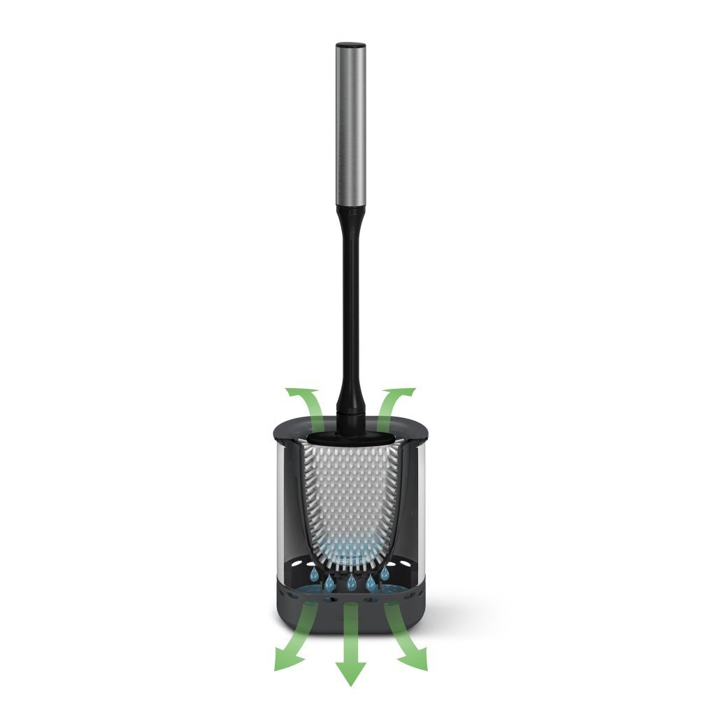 Metaltex cleany toiletborstel + houder 13x8x47 cm zwart RVS