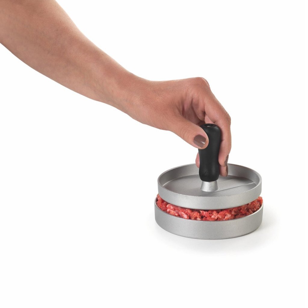 Metaltex keukenhulpjes hamburgerpers 11,5 cm staal zwart