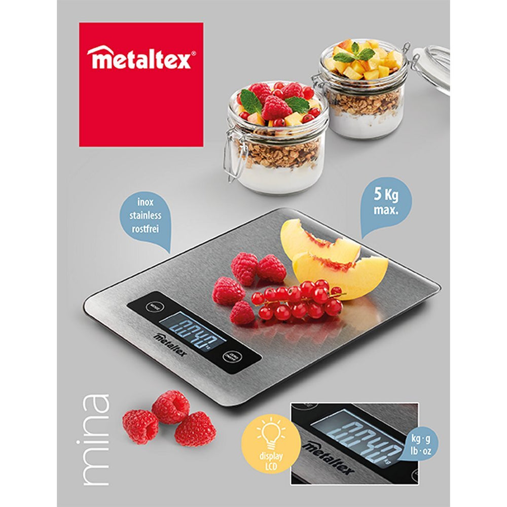 Metaltex keukenhulpjes mina digitale keukenweegschaal RVS