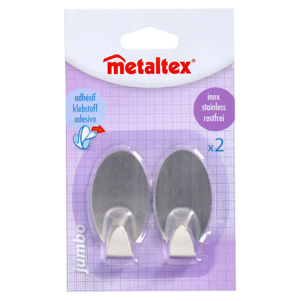 Metaltex plakhaak jumbo ovaal 2 stuks - chroom