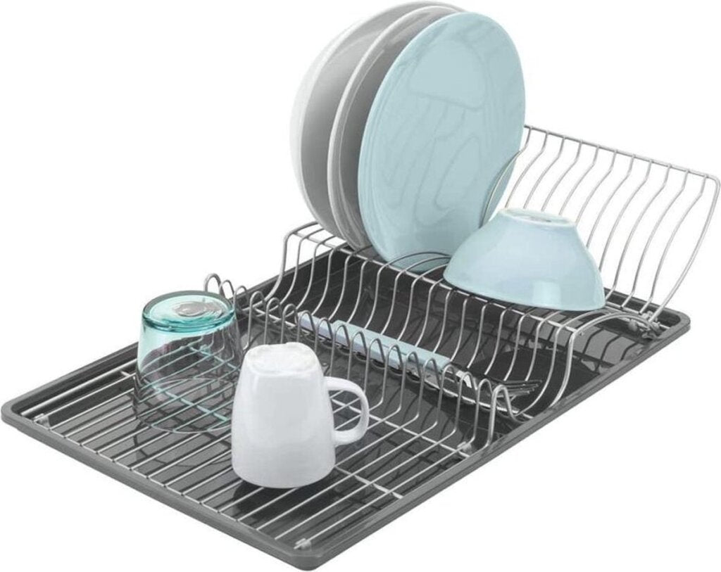 Metaltex afdruiprek wingtex 51x31 cm antraciet zilver 2-delig