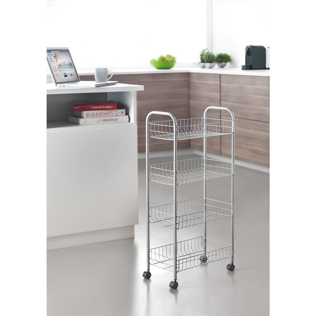 Metaltex keuken badkamer opbergtrolley ascona 41x23x84 cm wieltjes