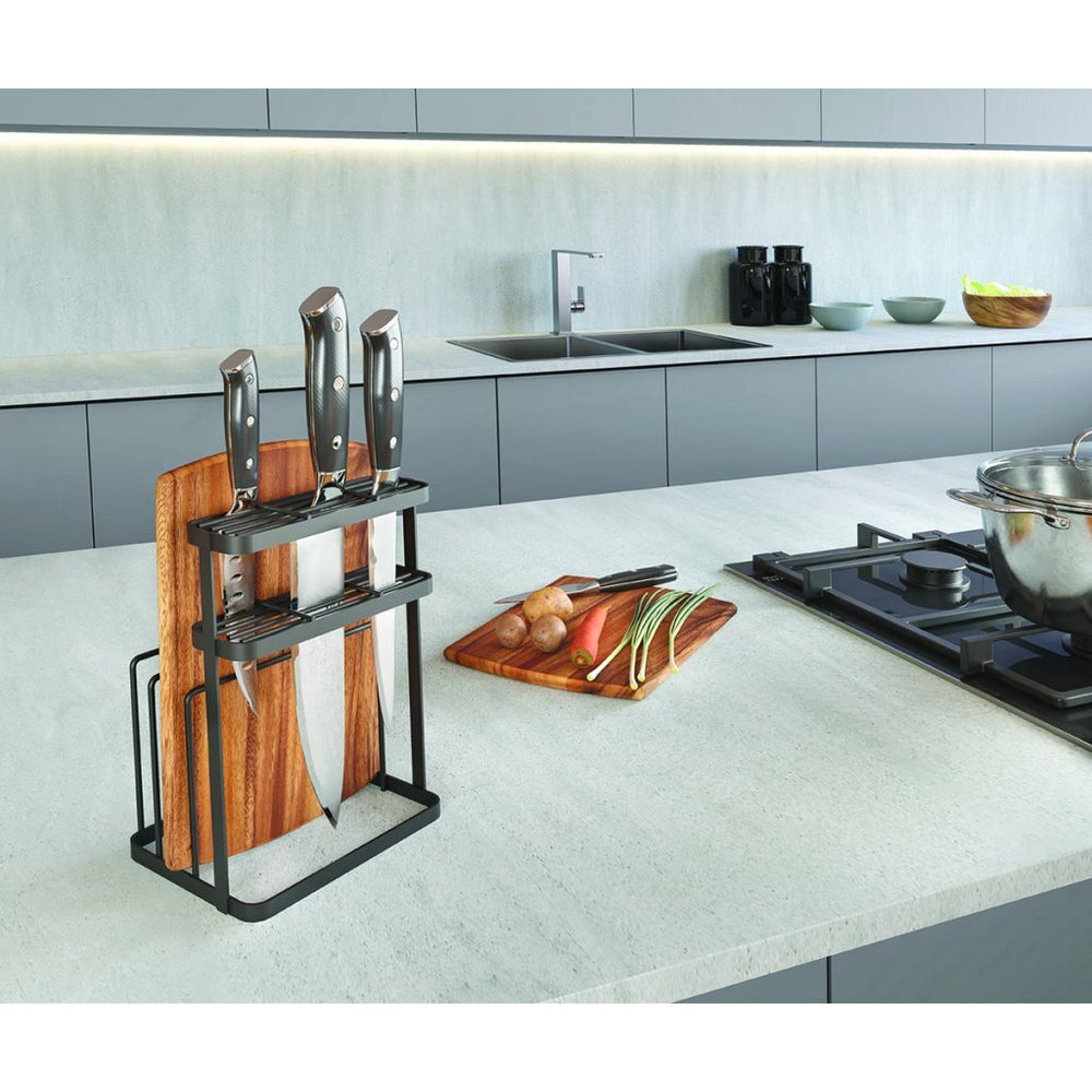 Metaltex tokyo line rek voor messen en snijplanken 16x12x22 cm zwart