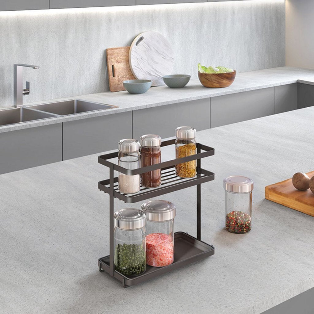 Metaltex kruidenrek 2 etages 23x11x22 cm zwart metaal