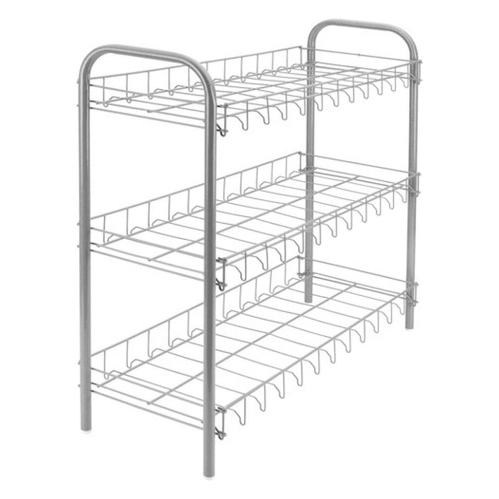 Metaltex schoenschoenenrek 3 etages 64x23x59 cm zilver
