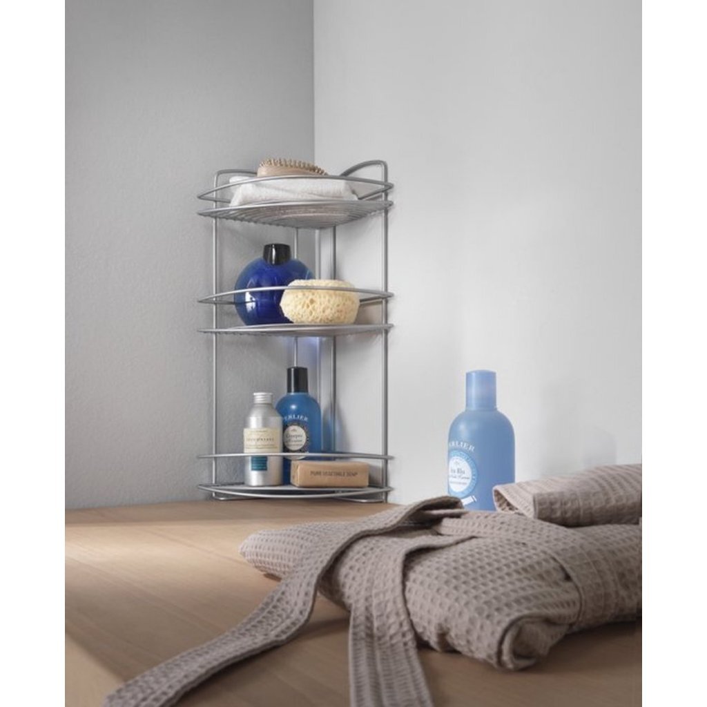 Metaltex onda badkamer-hoekrek 3 etages 22x22x53 cm zilver