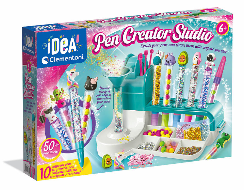 Clementoni idea - pen creation studio - craft kit full of accessories - kawaii glitter pens - the creative gift - from 6 years