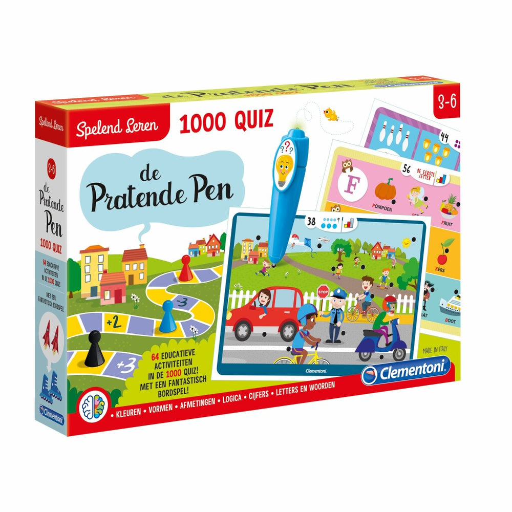 Clementoni education - interactieve pen 1000 quiz - met bordspel - educatief speelgoed 3-6 jaar