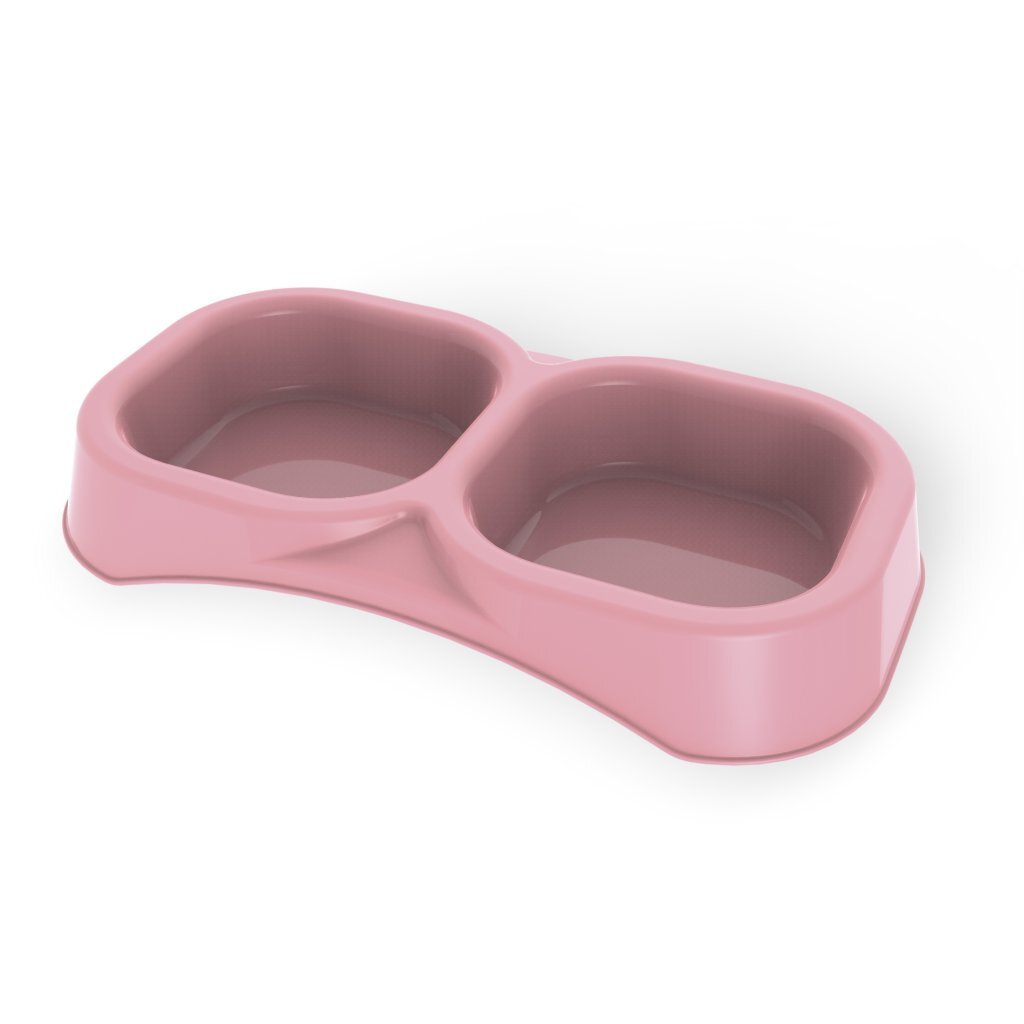 Bama pet dubbele voederbak 21x11,5x3 cm diverse kleuren