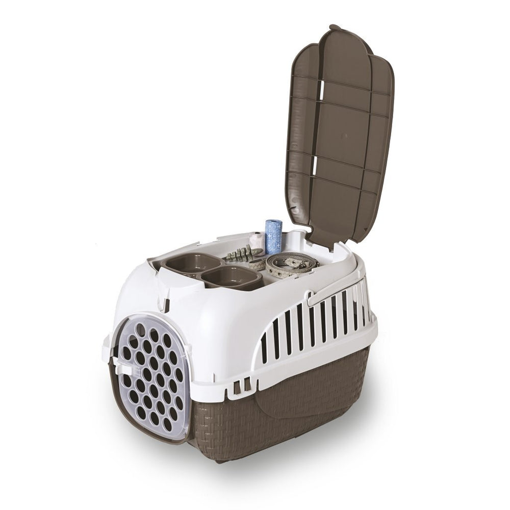 Bama huisdierentransportbox 52x33x34 cm taupe wit