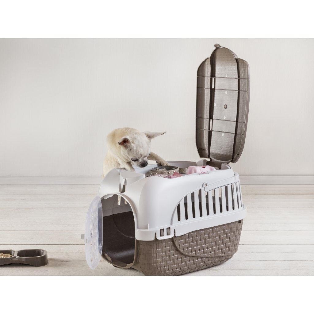 Bama huisdierentransportbox 52x33x34 cm taupe wit