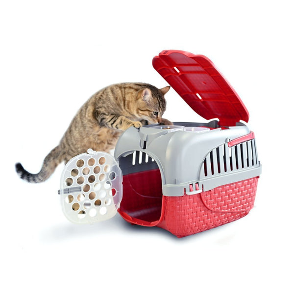 Bama pet transportbox 52x33x34 cm rood zilver