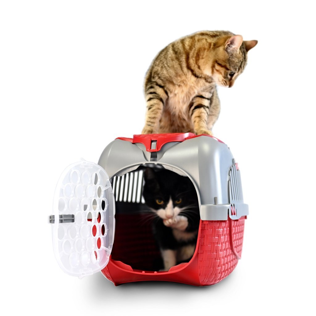Bama huisdierentransportbox 52x33x34 cm rood zilver