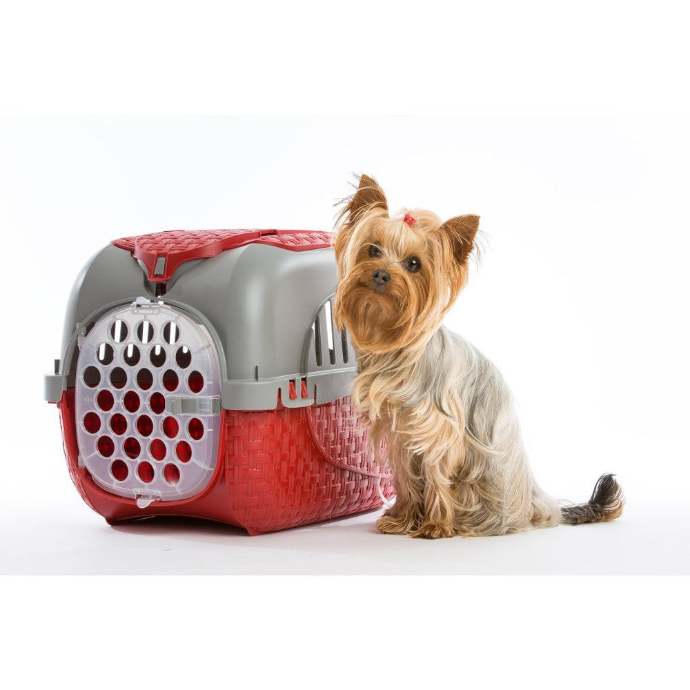 Bama huisdierentransportbox 59x38x37 cm rood zilver