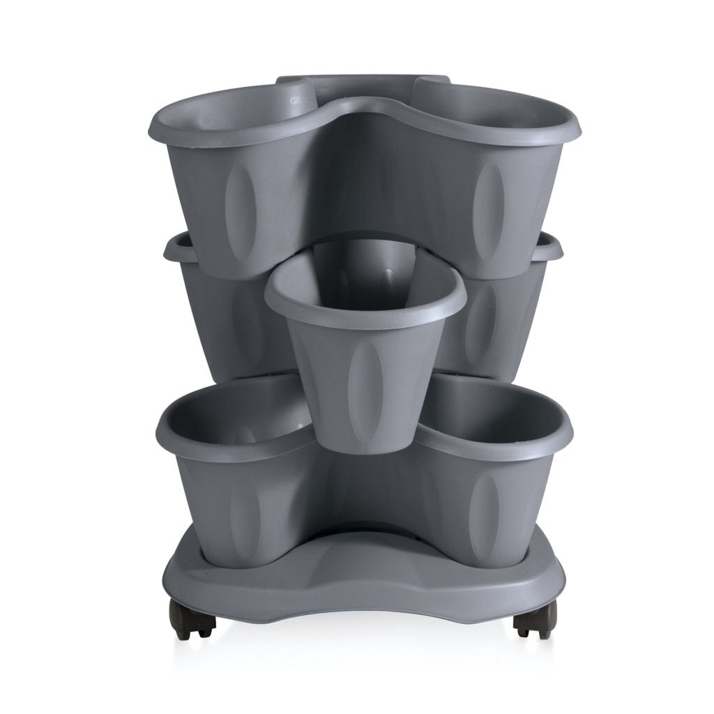 Bama trifoglio plantenbak met wieltjes 40x51 cm grijs