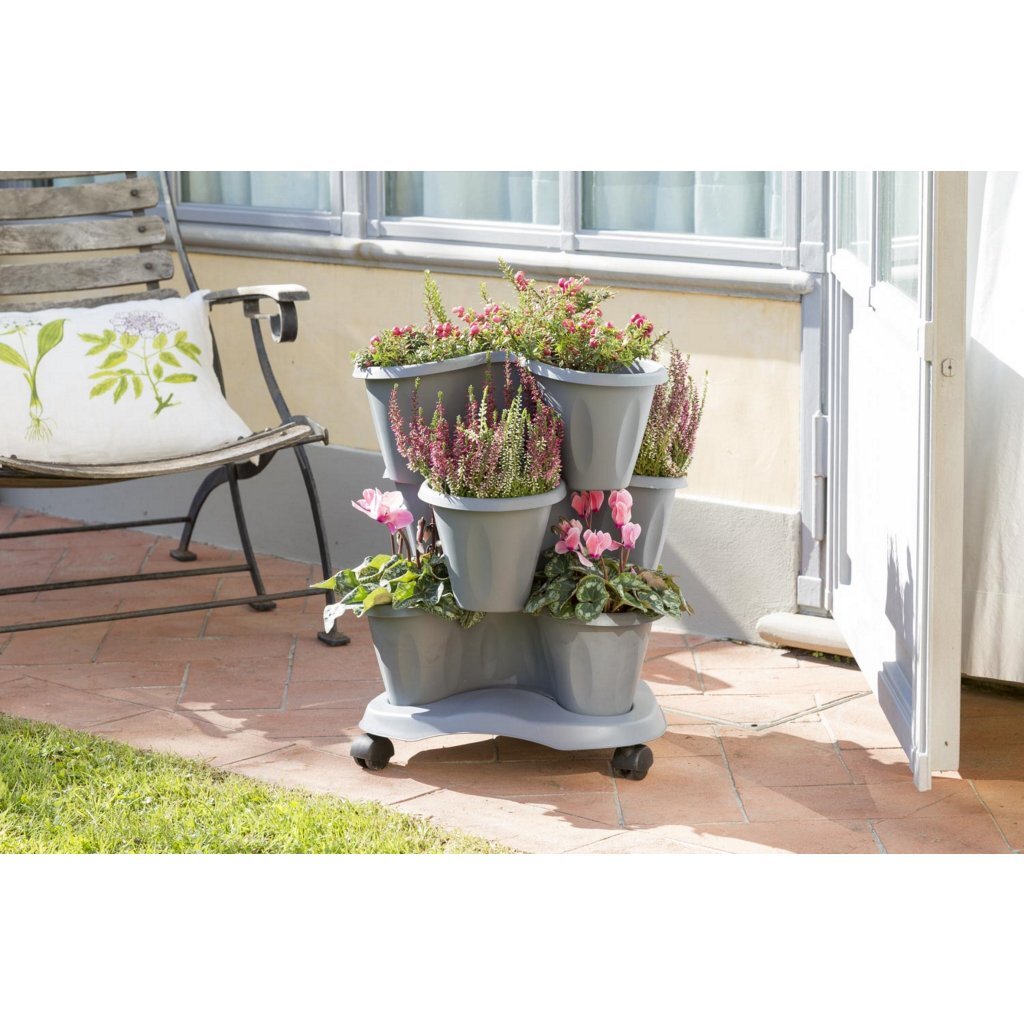 Bama trifoglio plantenbak met wieltjes 40x51 cm grijs