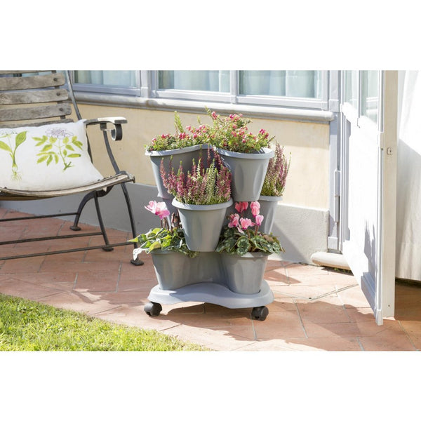 Bama trifoglio plantenbak met wieltjes 40x51 cm grijs