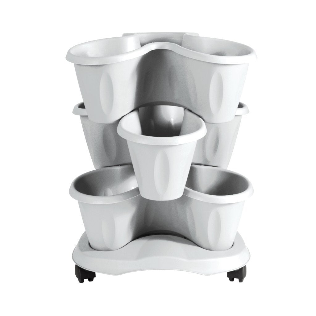 Bama trifoglio plantenbak met wieltjes 40x51 cm wit