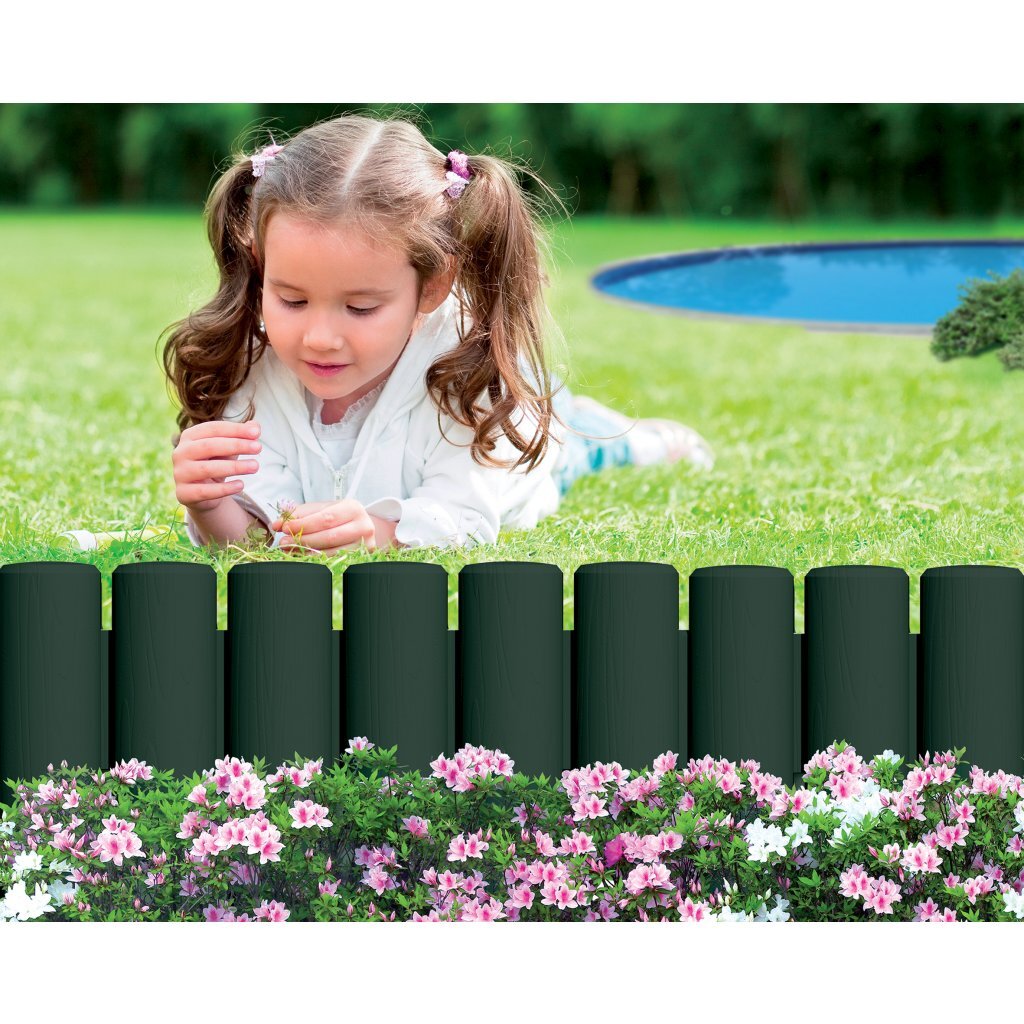 Bama tuin modulaire rand imitatiehout 38,5x15 cm 6 stuks groen
