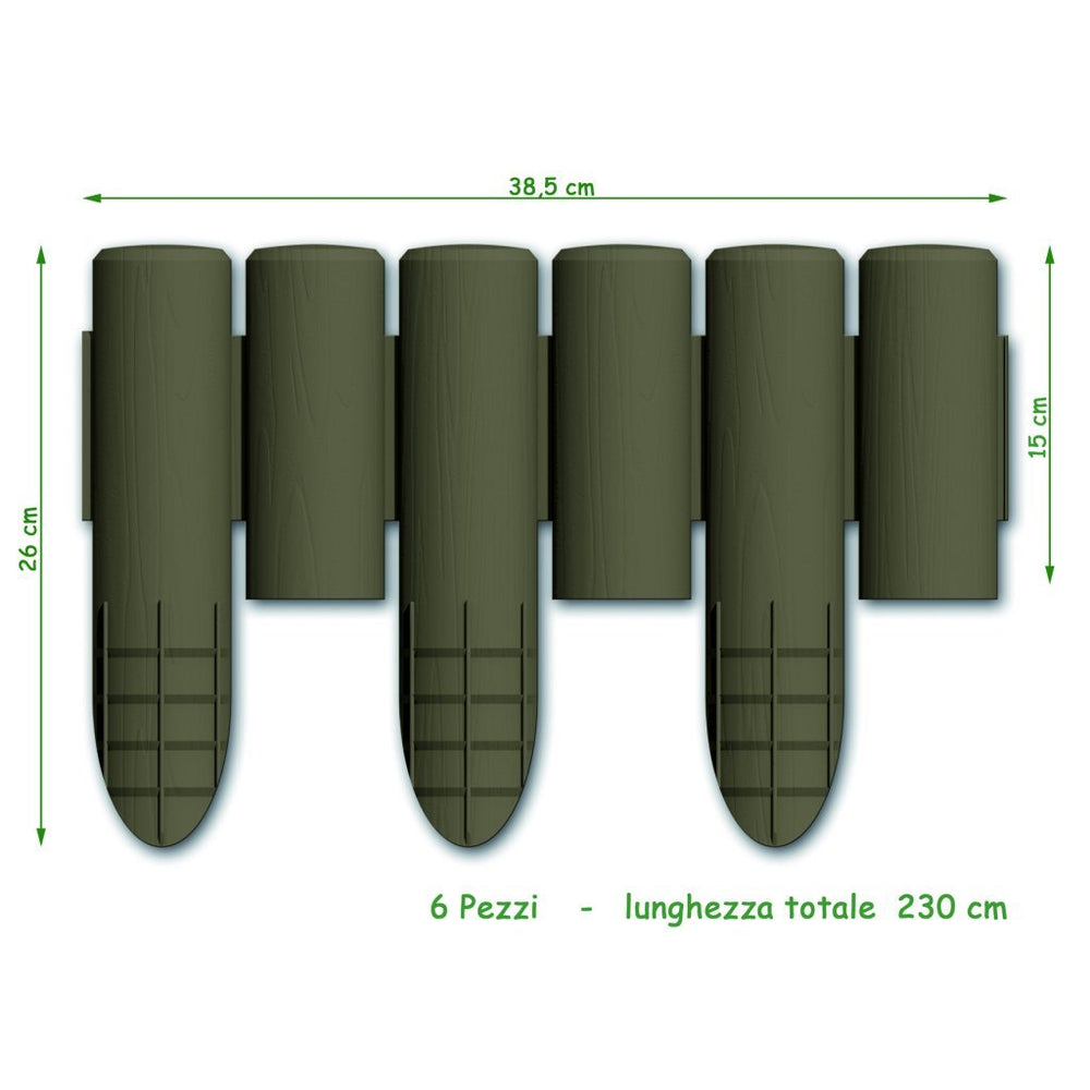 Bama tuin modulaire rand imitatiehout 38,5x15 cm 6 stuks bruin