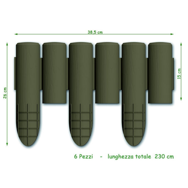 Bama tuin modulaire rand imitatiehout 38.5x15 cm 6 stuks bruin