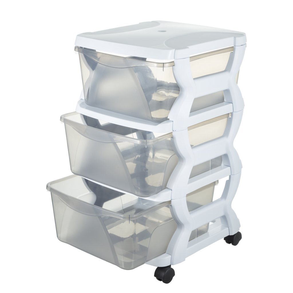 Bama insieme ladesysteem met wieltjes 3 laden 36x40x62 cm wit transparant