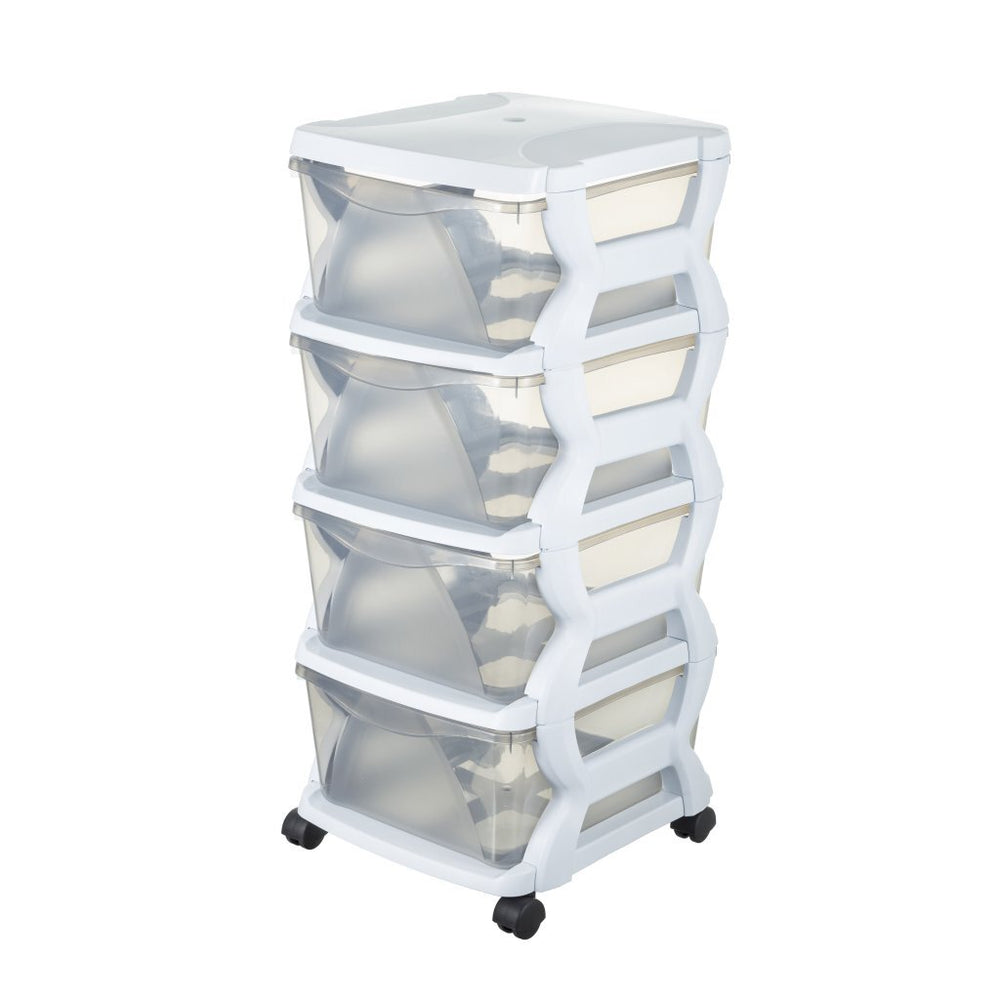 Bama insieme ladesysteem met wieltjes 4 laden 36x40x80 cm wit transparant