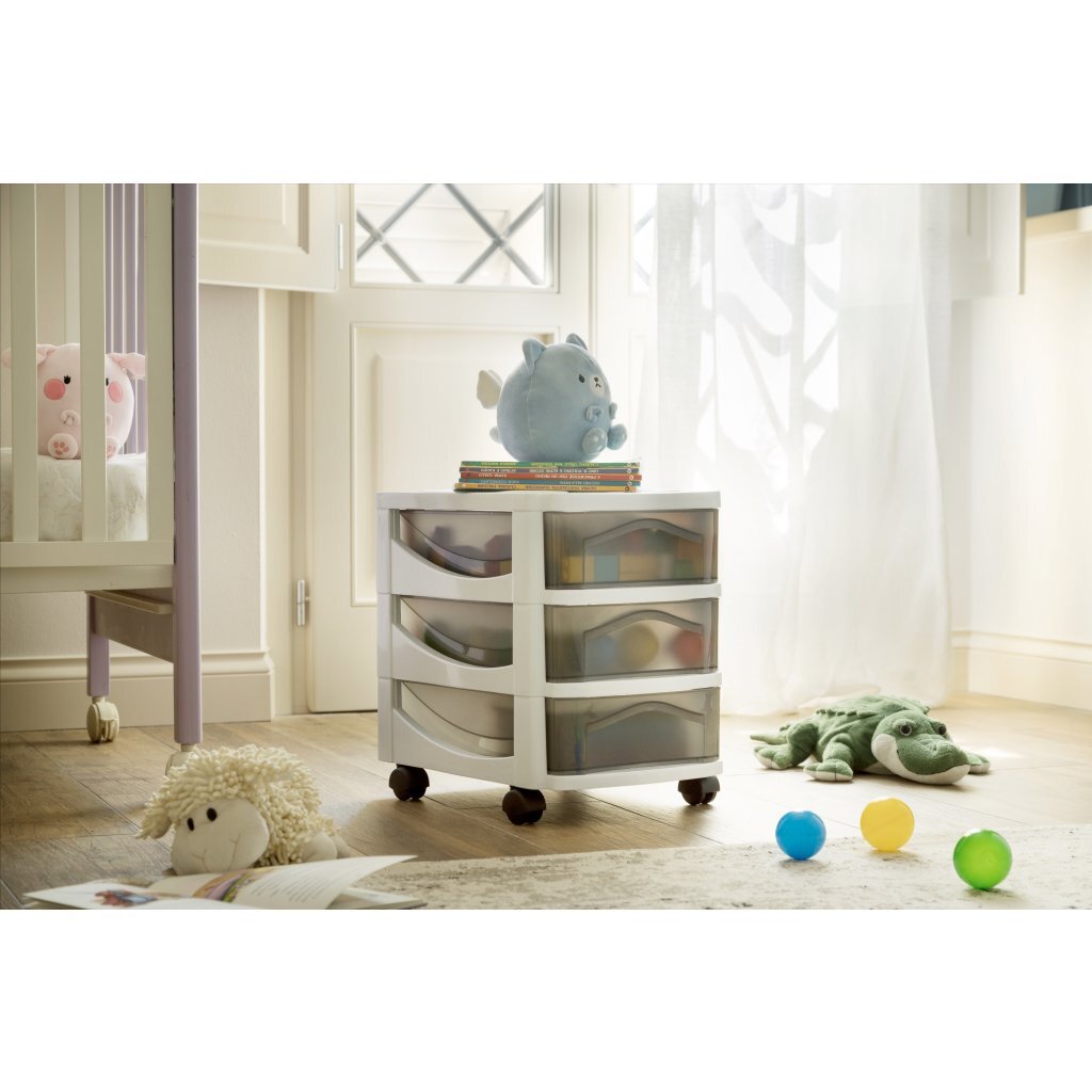 Bama groot hobby ladesysteem met 3 laden 30x30x40 cm wit grijs