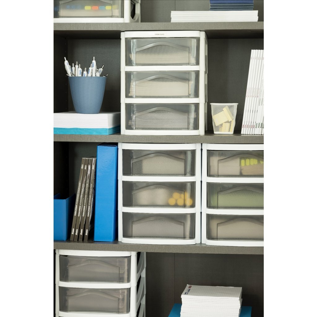 Bama groot hobby ladesysteem met 3 laden 30x30x40 cm wit grijs