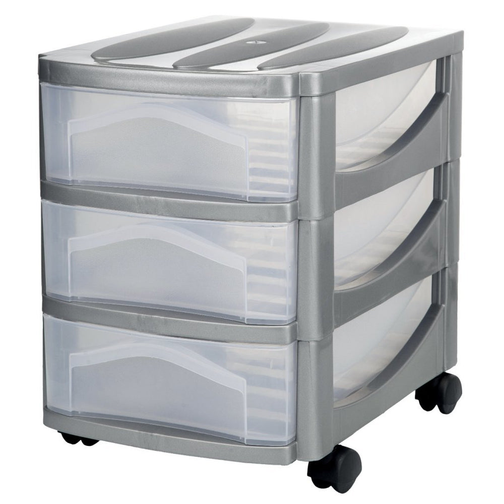 Bama groot hobby ladesysteem met 3 laden 30x30x40 cm zilver wit