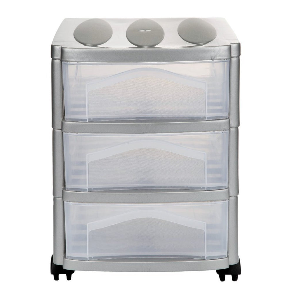 Bama groot hobby ladesysteem met 3 laden 30x30x40 cm zilver wit