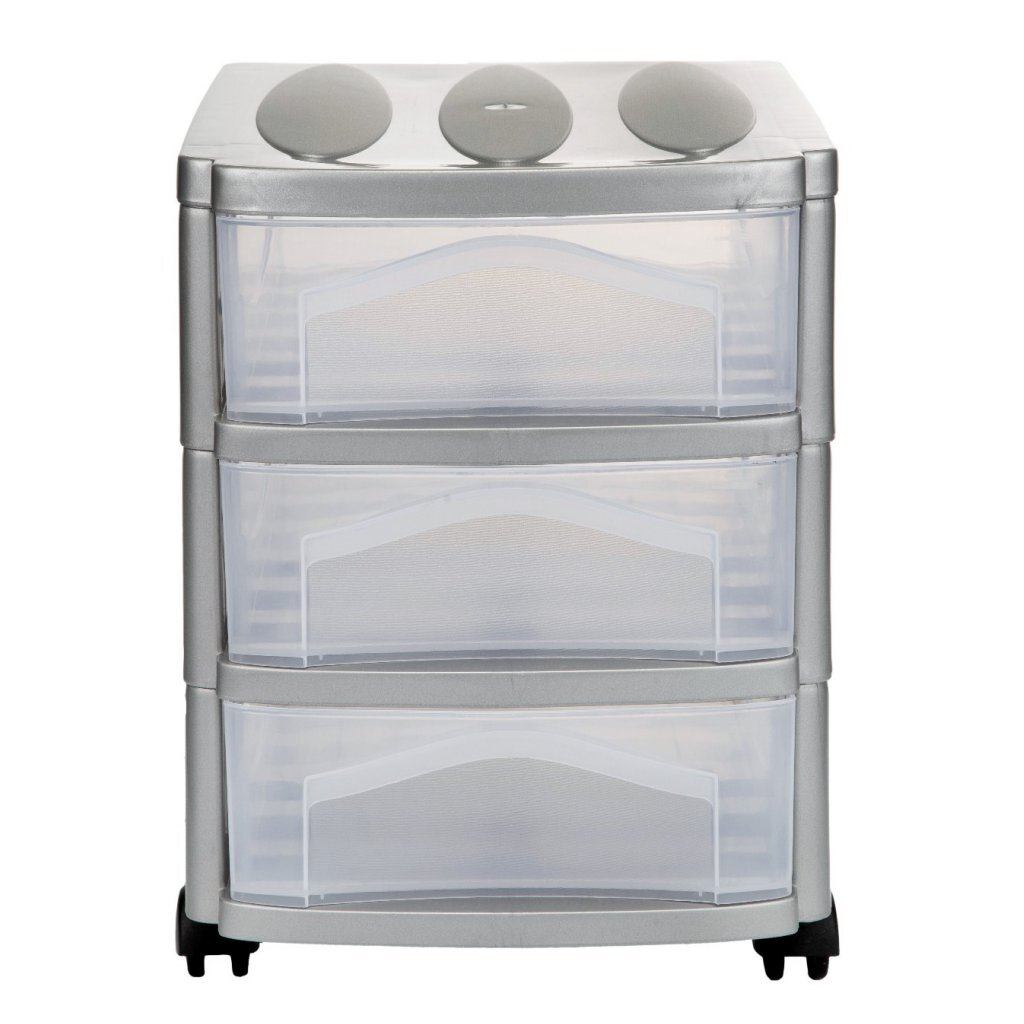 Bama groot hobby ladesysteem met 3 laden 30x30x40 cm zilver wit